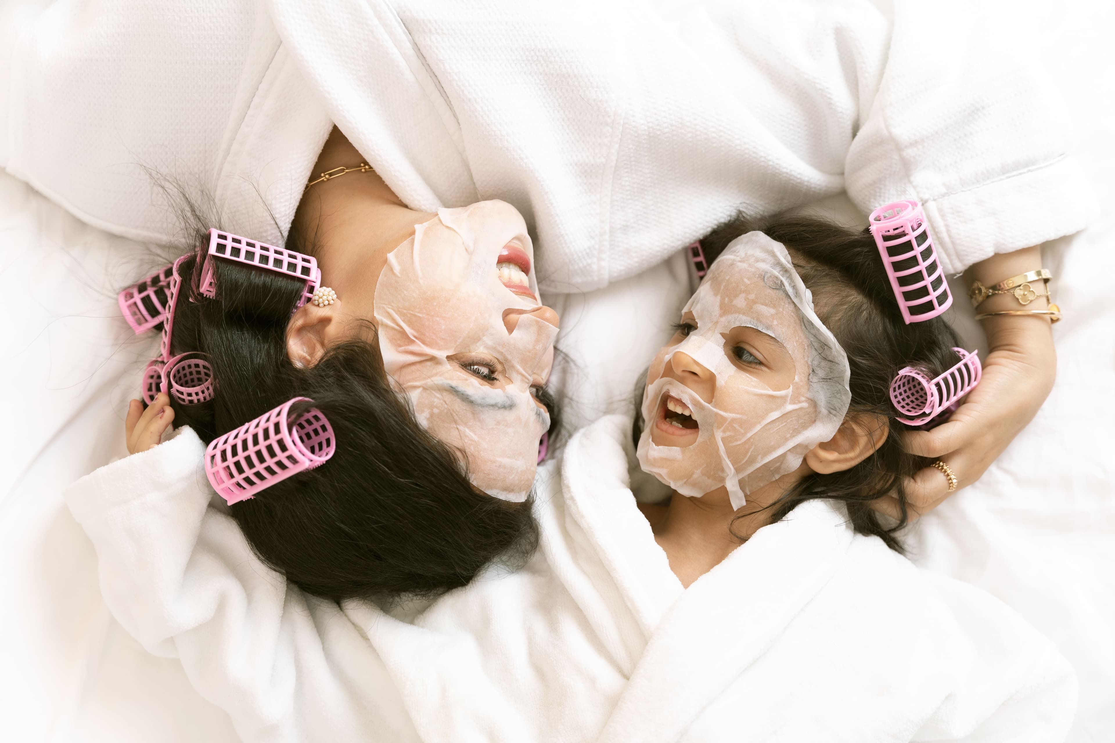 A mother and daughter enjoying a spa treatment together
